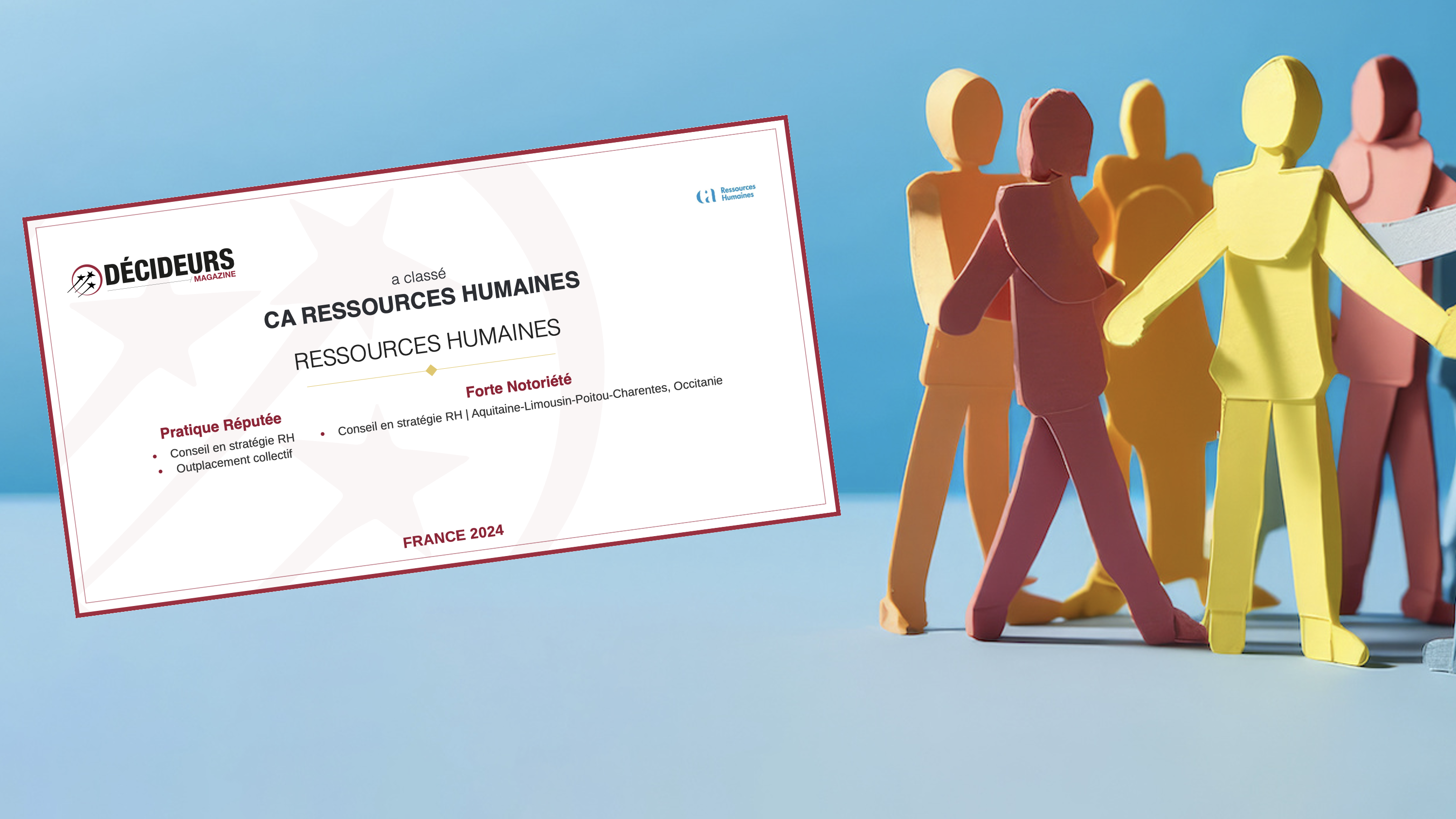 CA RESSOURCES HUMAINES classé parmi les Meilleurs Cabinets Conseil RH et Outplacement en 2024